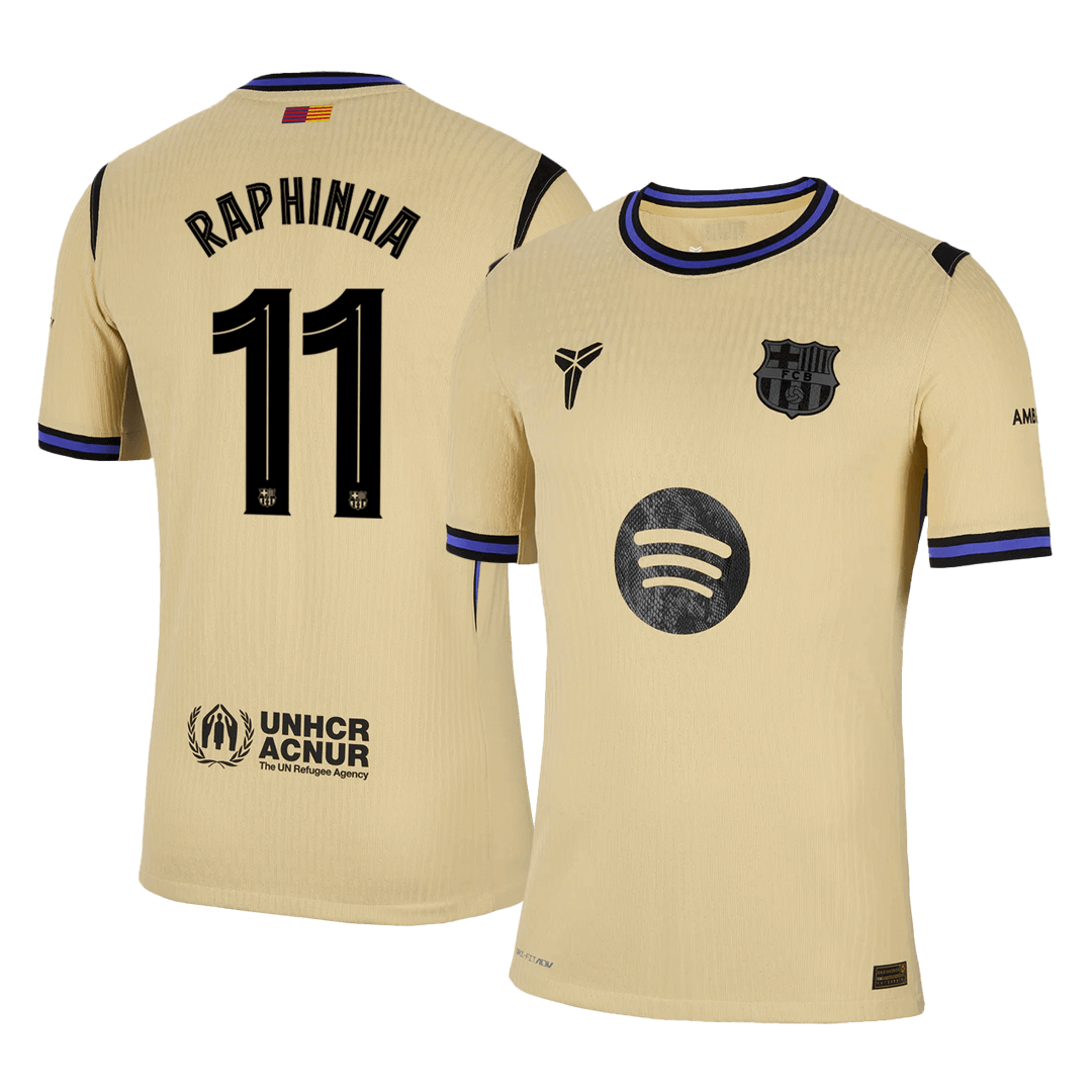 RAPHINHA #11 Barcelona Away Match Jersey Player Version 2025/26 - UCL