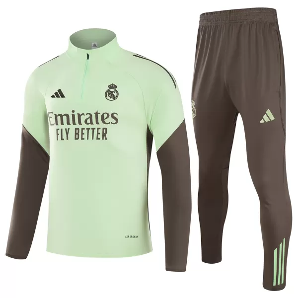 Real Madrid 1/4 Zipper Sweat Kit(Top+Pants) Green 2025/26 - minejerseys