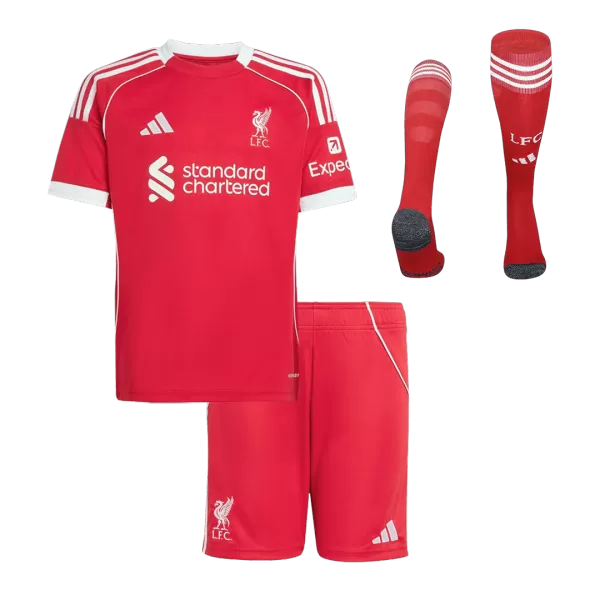 Kids Liverpool Home Jersey Full Kit 2025/26 - minejerseys