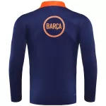 Kids Barcelona 1/4 Zipper Sweat Kit(Top+Pants) Navy&Orange 2025/26 - minejerseys