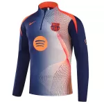 Kids Barcelona 1/4 Zipper Sweat Kit(Top+Pants) Navy&Orange 2025/26 - minejerseys