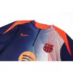 Kids Barcelona 1/4 Zipper Sweat Kit(Top+Pants) Navy&Orange 2025/26 - minejerseys