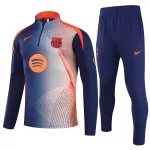 Kids Barcelona 1/4 Zipper Sweat Kit(Top+Pants) Navy&Orange 2025/26 - minejerseys