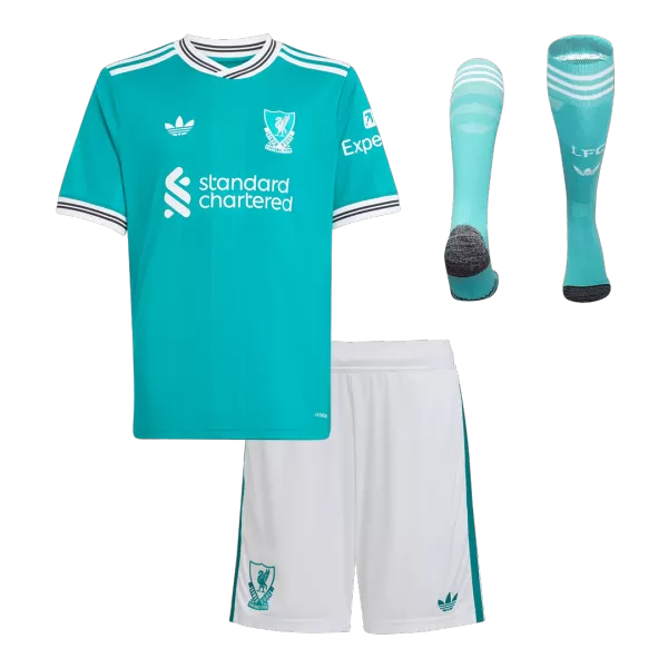 Kids Liverpool Third Away Jersey Full Kit 2025/26 - minejerseys