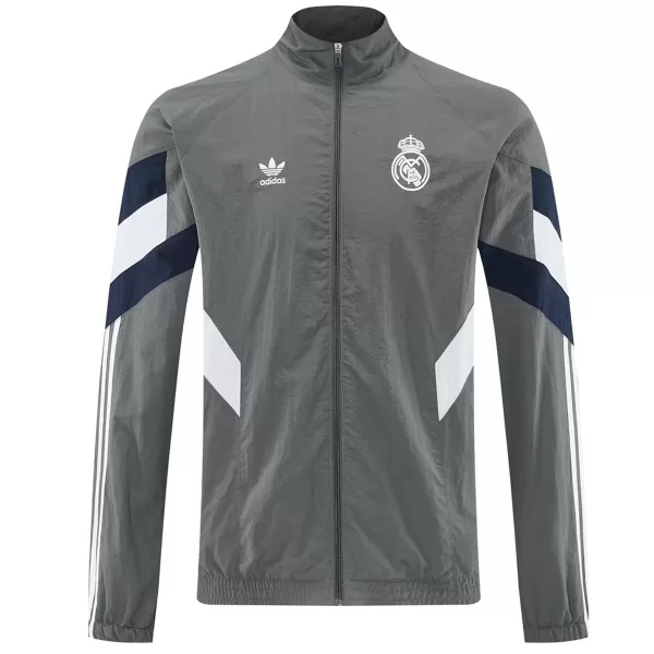 Real Madrid Windbreaker Jacket Gray 2025/26 - minejerseys