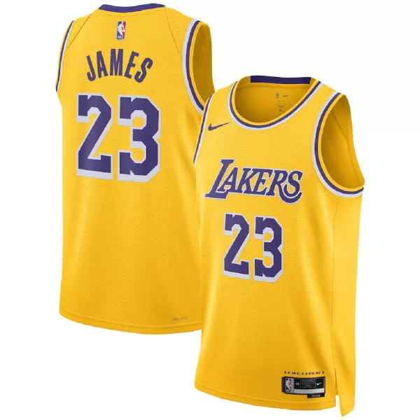 Men's Los Angeles Lakers LeBron James Gold Swingman Jersey - Icon Edition - minejerseys