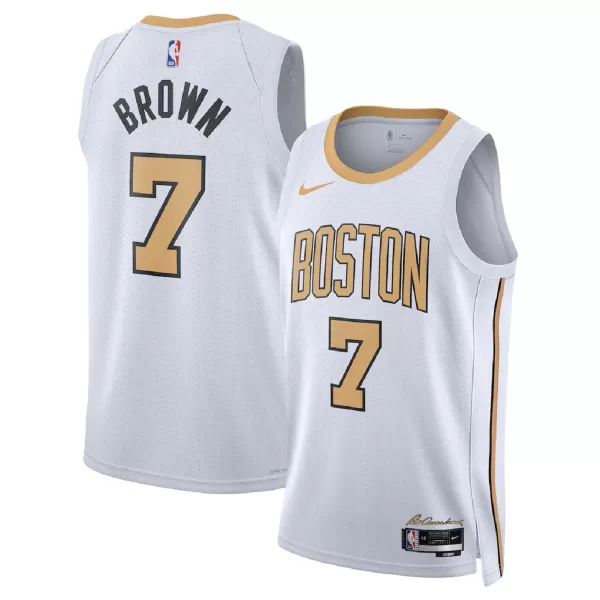 Men's Boston Celtics Jaylen Brown White Swingman Jersey 2025/26 - City Edition - minejerseys