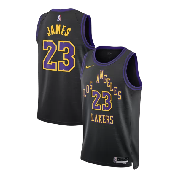 Men's Los Angeles Lakers James Black Swingman Jersey 2025/26 - City Edition - minejerseys