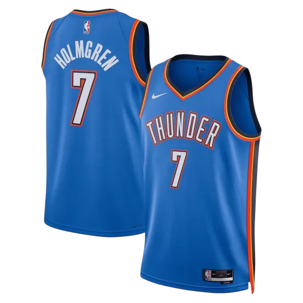 Men's Oklahoma City Thunder Holmgren #7 Blue Swingman Jersey - Icon Edition - minejerseys