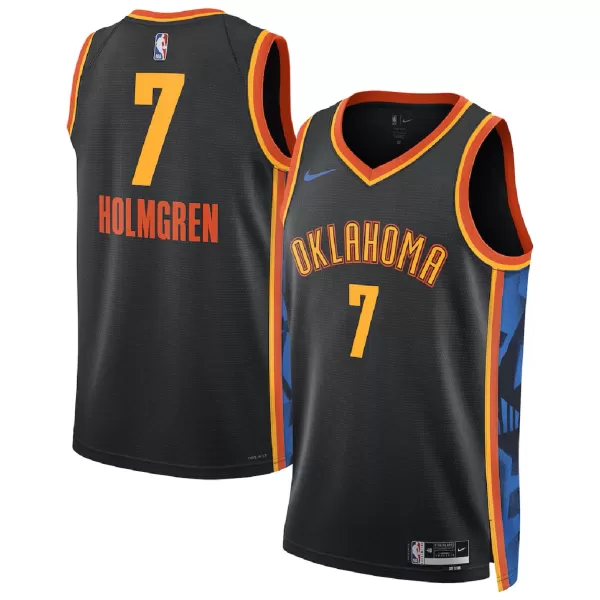 Men's Oklahoma City Thunder Holmgren #7 Black Swingman Jersey - City Edition - minejerseys