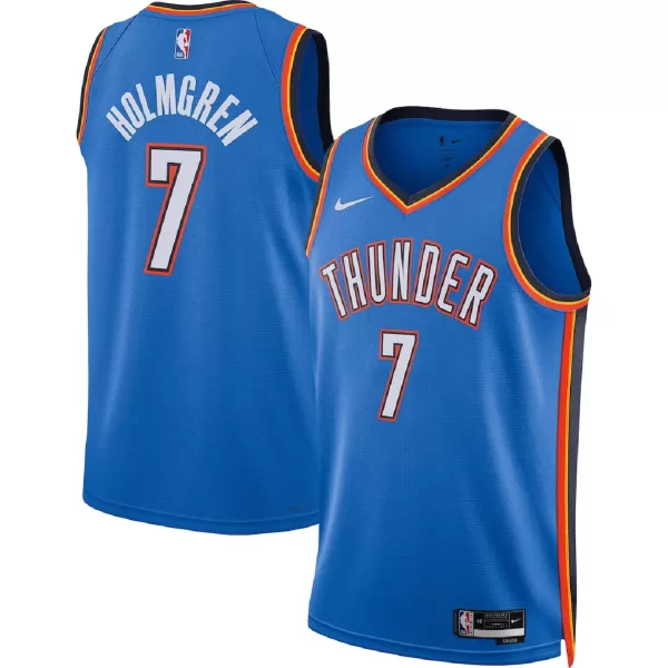 Men's Oklahoma City Thunder Holmgren #7 Blue Swingman Jersey - Icon Edition - minejerseys