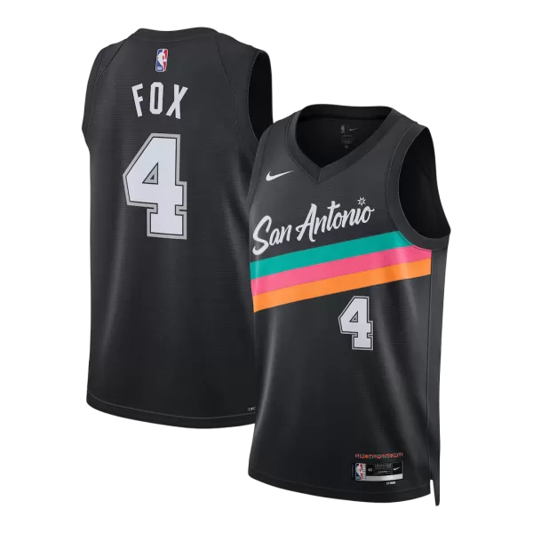 Men's San Antonio Spurs Fox #4 Black Swingman Jersey 2025/26 - City Edition - minejerseys