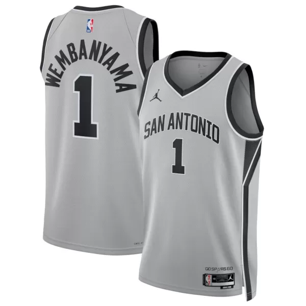 Men's San Antonio Spurs Victor Wembanyama #1 Silver Swingman Jersey - Statement Edition - minejerseys