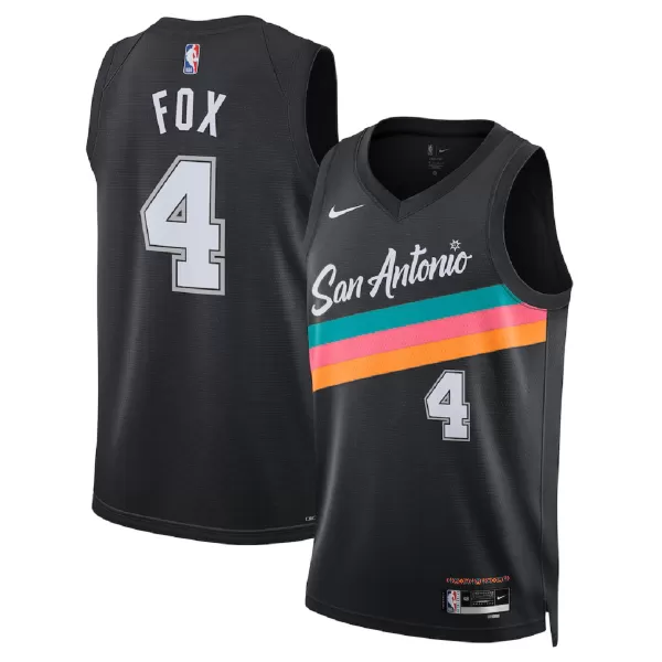 Men's San Antonio Spurs De'Aaron Fox #4 Black Swingman Jersey 2025/26 - City Edition - minejerseys