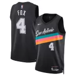 Men's San Antonio Spurs De'Aaron Fox #4 Black Swingman Jersey 2025/26 - City Edition - minejerseys