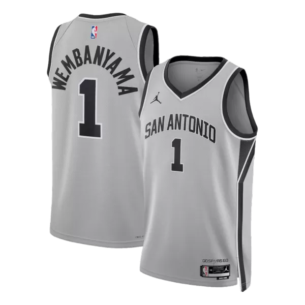 Men's San Antonio Spurs Wembanyama #1 Gray Swingman Jersey - Statement Edition - minejerseys