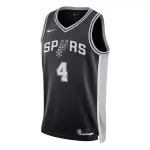 Men's San Antonio Spurs De'Aaron Fox #4 Black Swingman Jersey - Icon Edition - minejerseys
