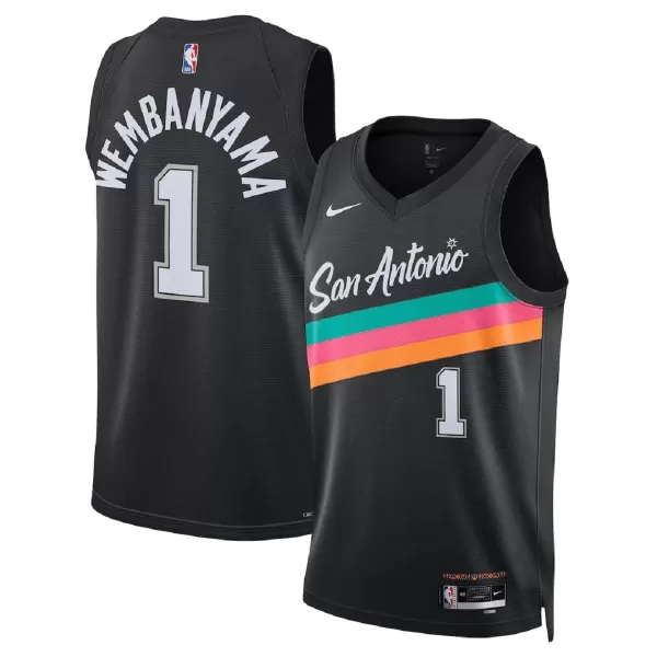 Men's San Antonio Spurs Victor Wembanyama #1 Black Swingman Jersey 2025/26 - City Edition - minejerseys