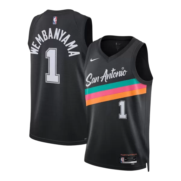 Men's San Antonio Spurs Wembanyama #1 Black Swingman Jersey 2025/26 - City Edition - minejerseys