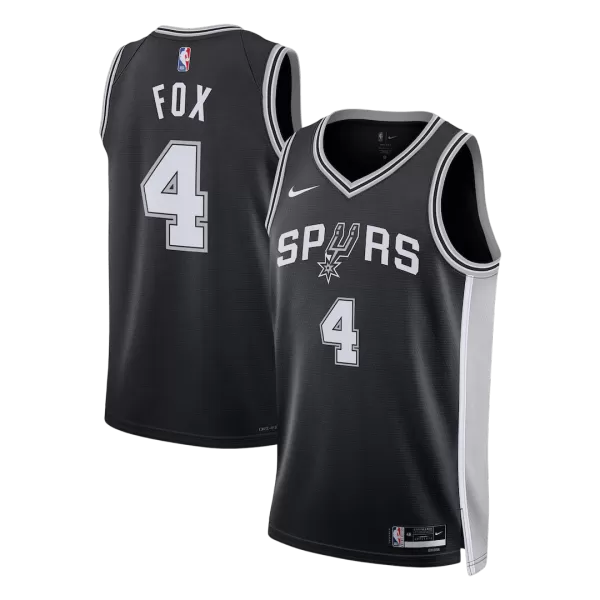 Men's San Antonio Spurs Fox #4 Black Swingman Jersey - Icon Edition - minejerseys