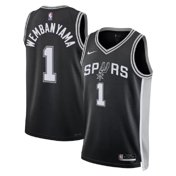 Men's San Antonio Spurs Victor Wembanyama #1 Black Swingman Jersey - Icon Edition - minejerseys