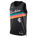 Men's San Antonio Spurs De'Aaron Fox #4 Black Swingman Jersey 2025/26 - City Edition - minejerseys