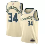 Men's Milwaukee Bucks Giannis Antetokounmpo #34 Cream Swingman Jersey 2025/26 - City Edition - minejerseys