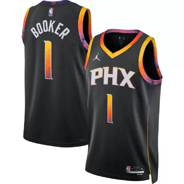 Men's Phoenix Suns Devin Booker #1 Black Swingman Jersey - Statement Edition - minejerseys