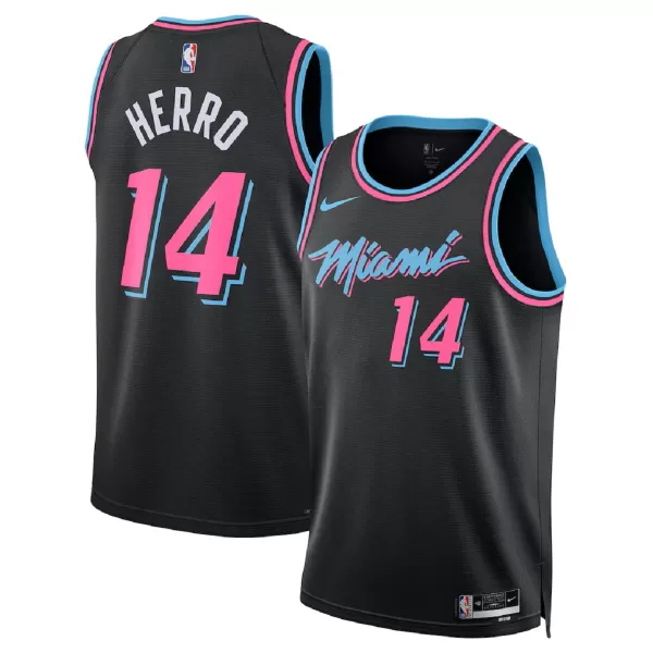 Men's Miami Heat Tyler Herro #14 Black Swingman Jersey 2025/26 - City Edition - minejerseys