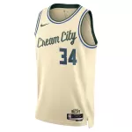 Men's Milwaukee Bucks Giannis Antetokounmpo #34 Cream Swingman Jersey 2025/26 - City Edition - minejerseys