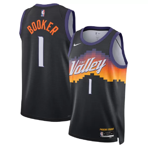 Men's Phoenix Suns Devin Booker #1 Black Swingman Jersey 2025/26 - City Edition - minejerseys