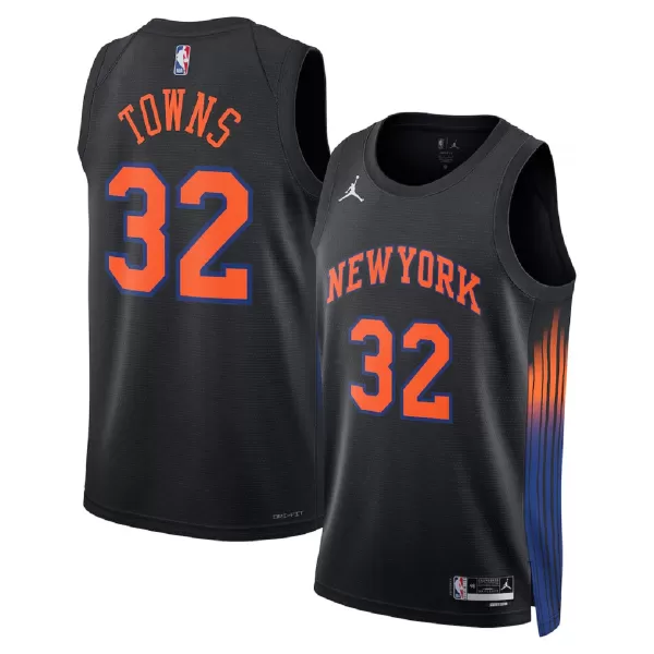 Men's New York Knicks Karl-Anthony Towns #32 Black Swingman Jersey - Statement Edition - minejerseys