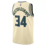 Men's Milwaukee Bucks Giannis Antetokounmpo #34 Cream Swingman Jersey 2025/26 - City Edition - minejerseys