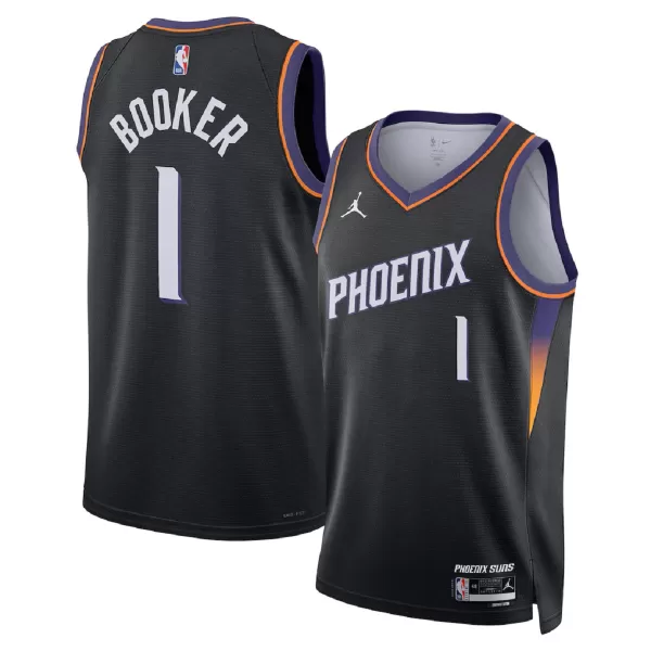 Men's Phoenix Suns Devin Booker #1 Black Swingman Jersey - Statement Edition - minejerseys