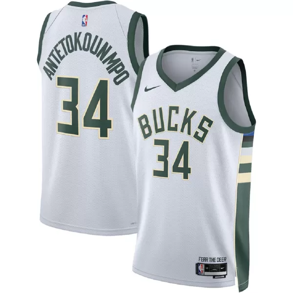 Men's Milwaukee Bucks Giannis Antetokounmpo #34 White Swingman Jersey - Association Edition - minejerseys