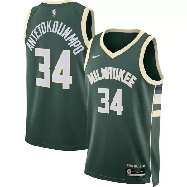 Men's Milwaukee Bucks Giannis Antetokounmpo #34 Hunter Green Swingman Jersey - Icon Edition - minejerseys