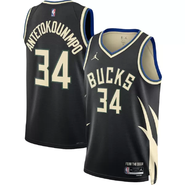 Men's Milwaukee Bucks Giannis Antetokounmpo #34 Black Swingman Jersey - Statement Edition - minejerseys