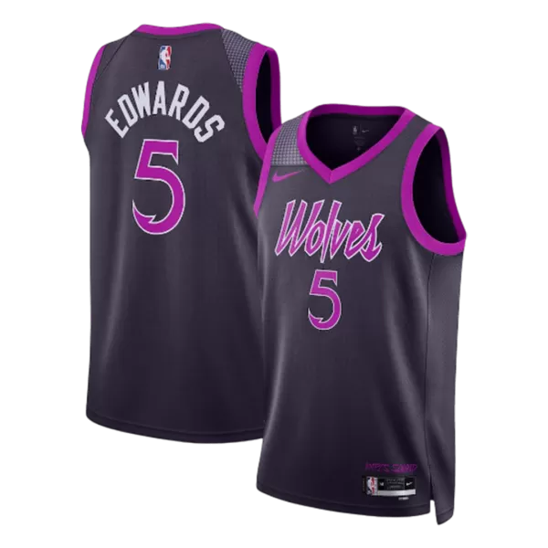 Men's Minnesota Timberwolves EDWAROS #5 Purple Swingman Jersey 2026 - City Edition - minejerseys
