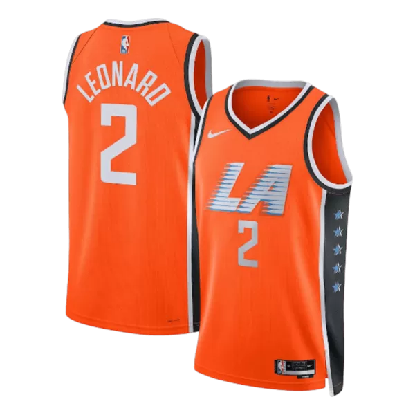 Men's Los Angeles Clippers Leonard #2 Orange Swingman Jersey 2025/26 - City Edition - minejerseys